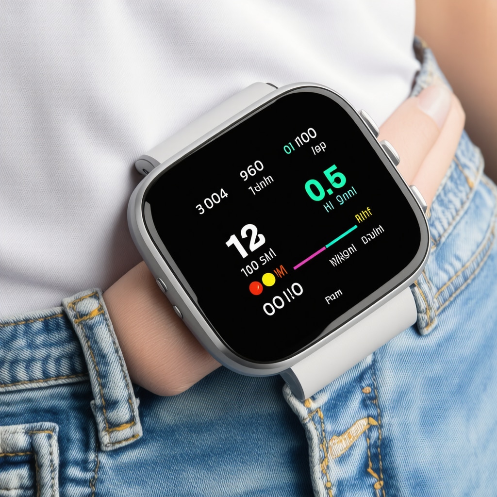 Close-up of a wearable health device showing real-time health data for weight loss