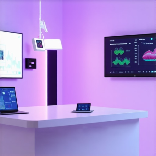 Futuristic medical clinic utilizing AI and telehealth for personalized weight management solutions
