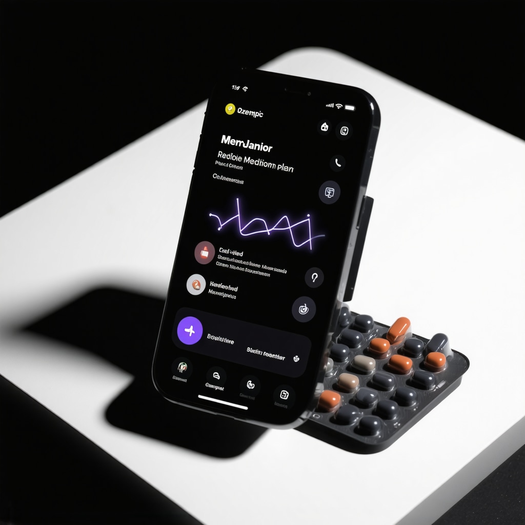 Futuristic digital interface displaying personalized Ozempic prescription generated by AI with health data