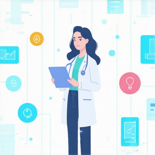Illustration of a modern telehealth consultation with digital health tools and remote monitoring for Ozempic treatment.