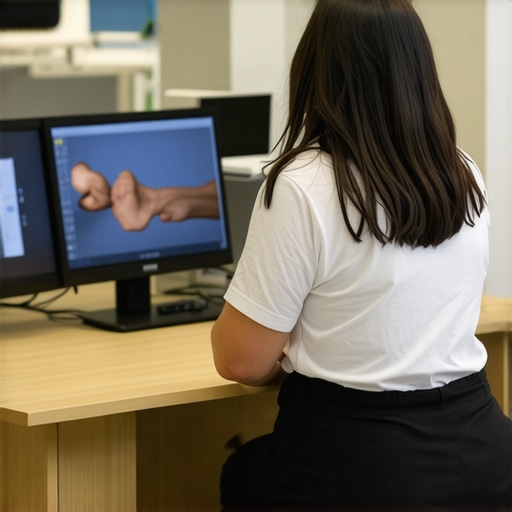 Modern clinic with healthcare professionals and digital health tools