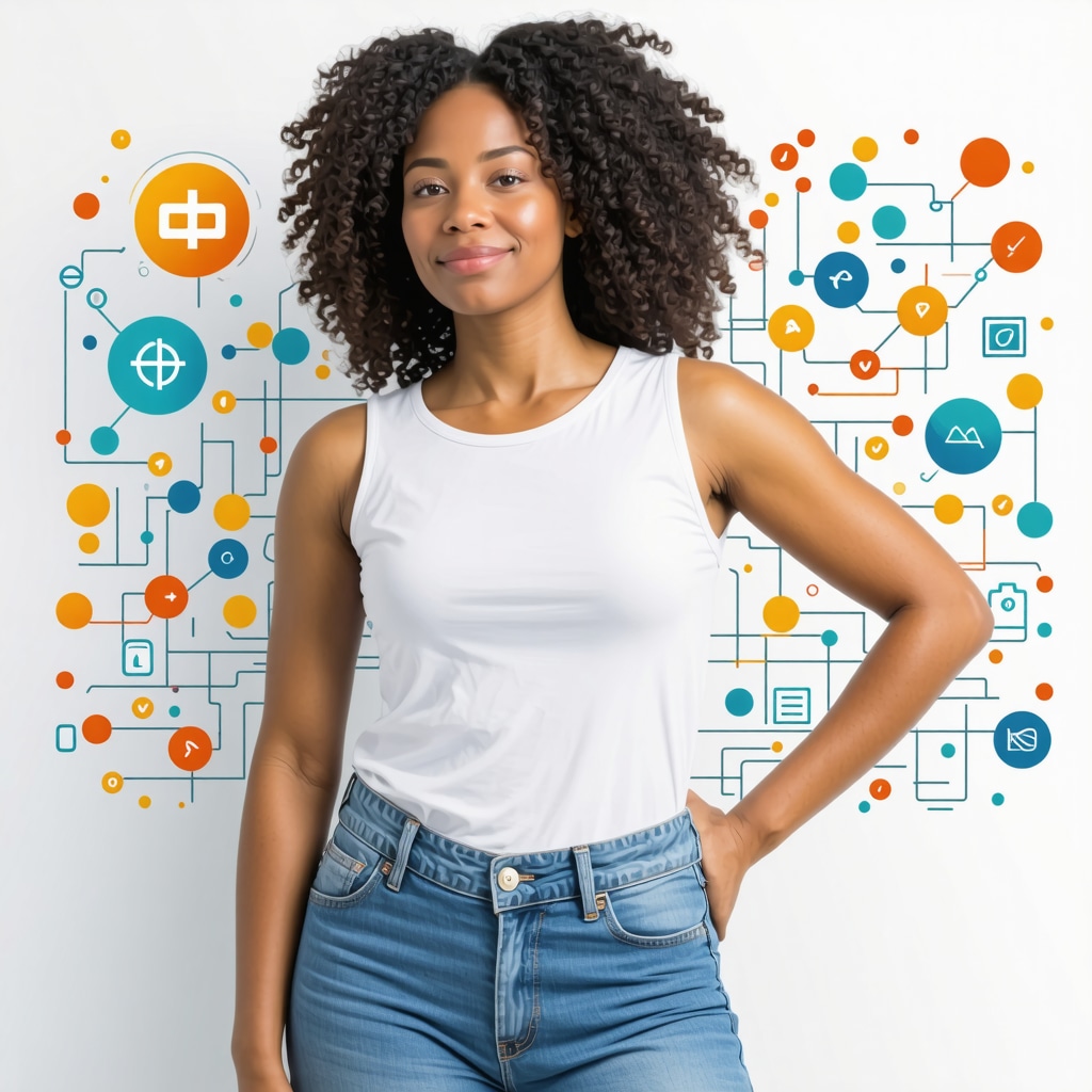 Illustration of interconnected digital health tools, wearables, and AI for personalized weight loss