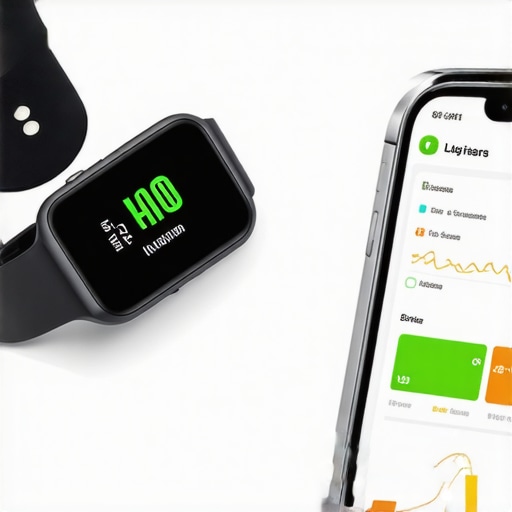 A high-tech wearable glucose monitor paired with a smartphone app showing real-time data, representing technological integration in weight loss