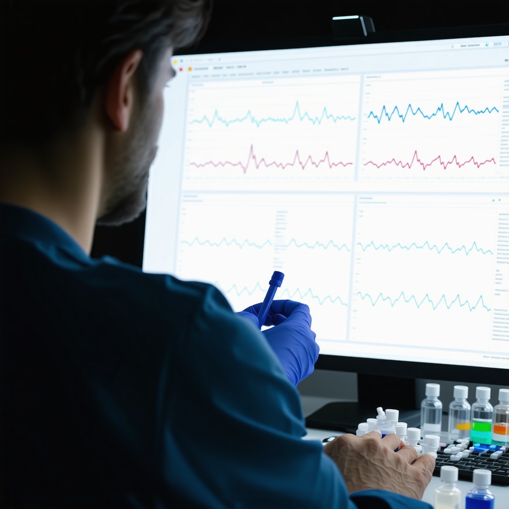 Medical professional studying Ozempic pharmacokinetics and patient data in a clinical setting