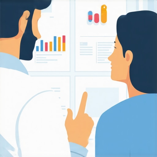 Doctor explaining medication side effects to a patient with visual aids.