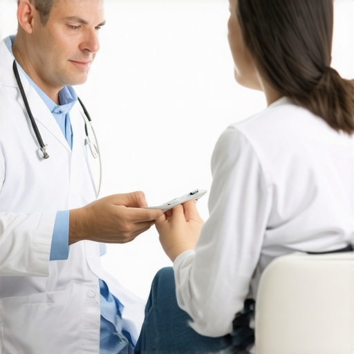 Doctor discussing extended Ozempic treatment with patient using digital health tools in a modern clinic.