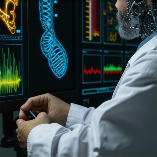 A high-tech clinic with AI diagnostics analyzing genetic data for personalized obesity treatment in 2025.