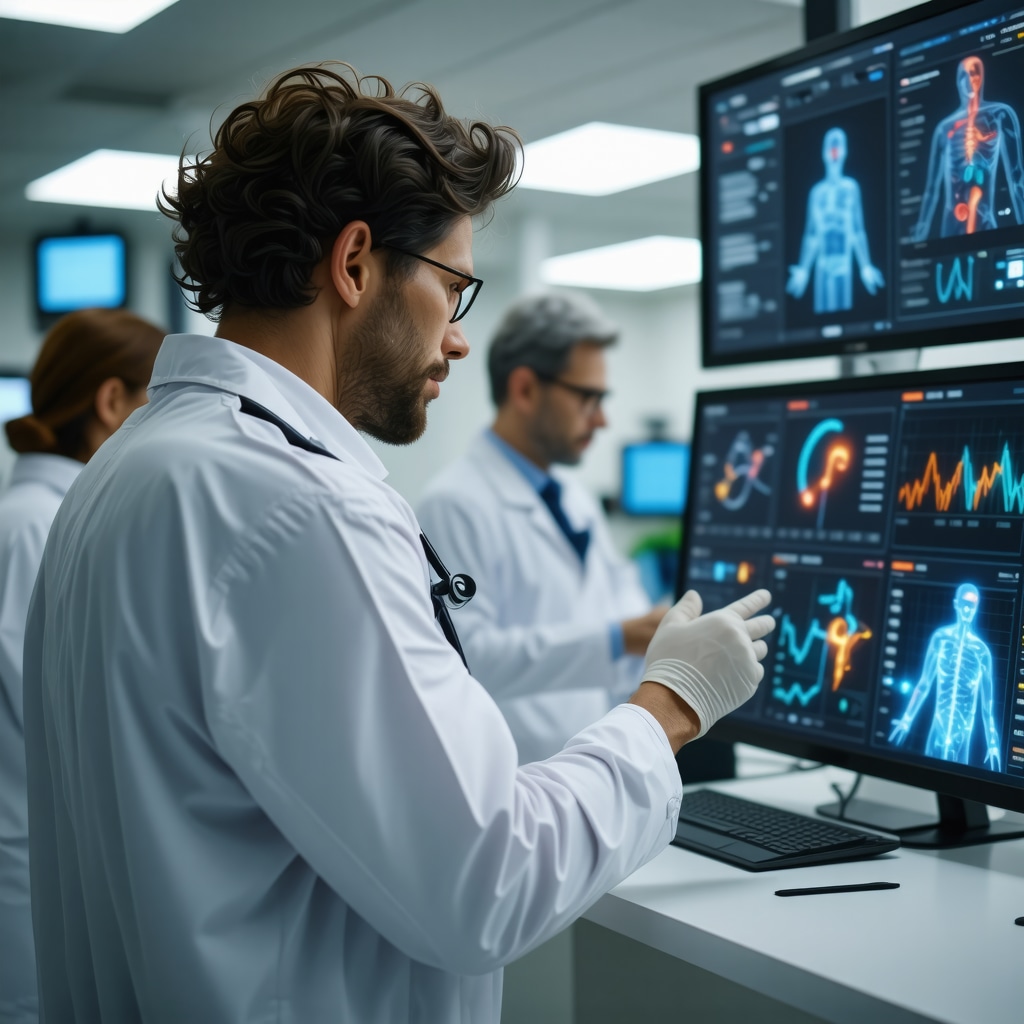 Healthcare team utilizing digital health devices and AI analytics for personalized weight management