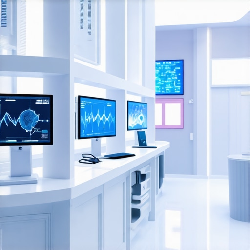 A high-tech futuristic clinic using genetic and metabolic tools for personalized Ozempic weight loss therapy