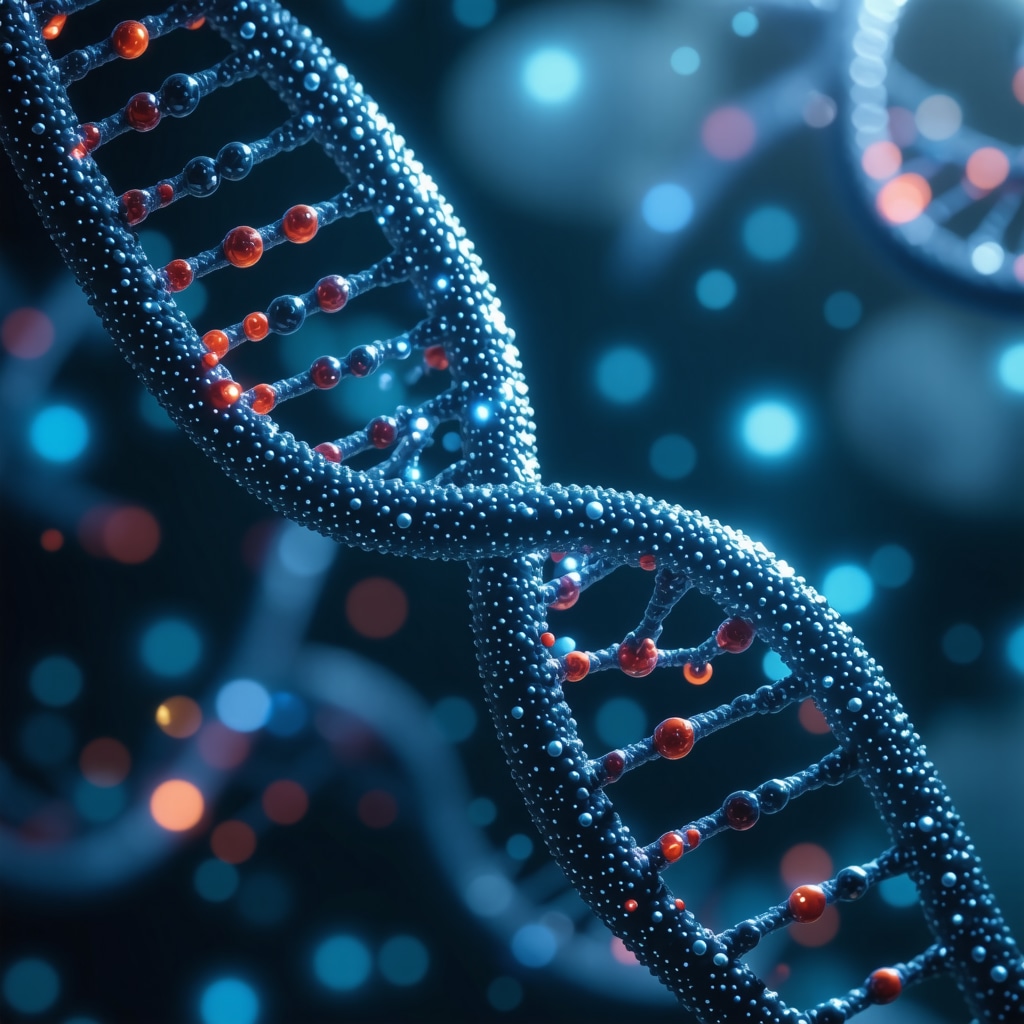 Illustration of DNA strands and biometric data for personalized weight loss strategies