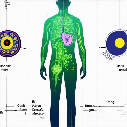 Diagram showing gut-brain communication and probiotic therapy effects in Ozempic side effect management