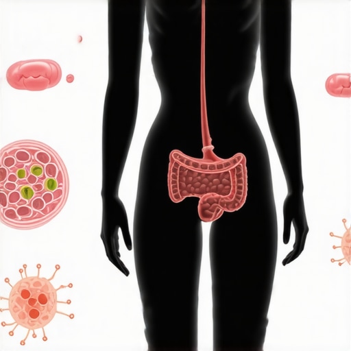 Illustration of gut bacteria and their influence on metabolism.