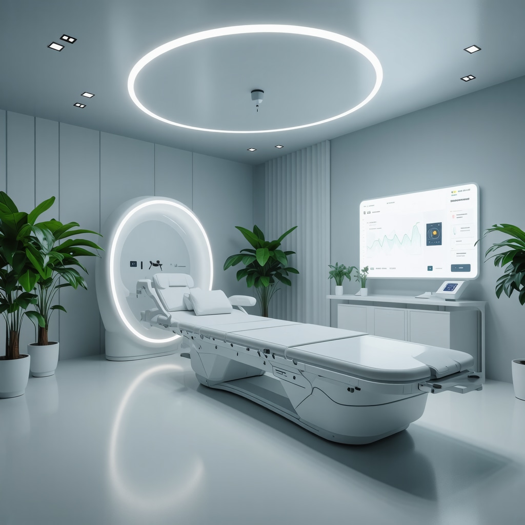 High-tech clinic with digital health tools and personalized medicine approaches