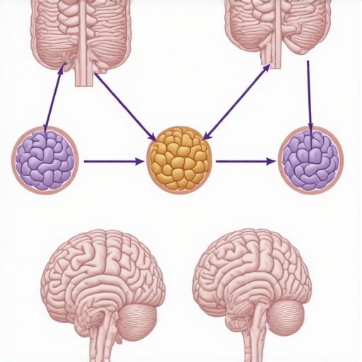 Detailed scientific illustration of brain pathways influenced by GLP-1 hormones related to weight control.