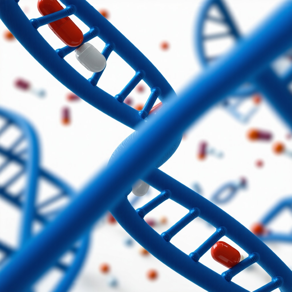 Genetic testing kit and DNA strands representing personalized medicine for weight loss
