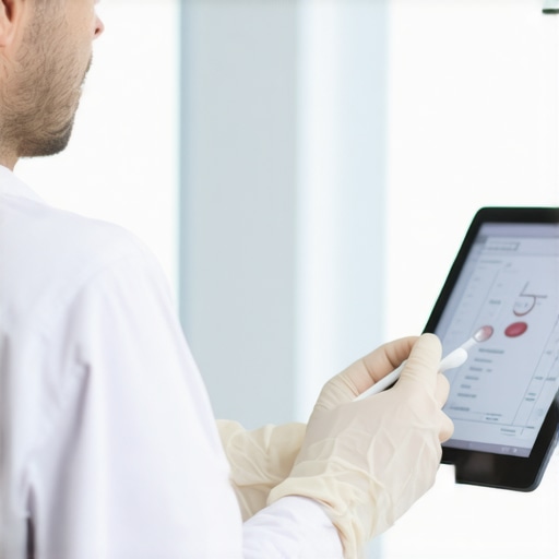 Scientist examining blood biomarkers for tailored weight management strategies.