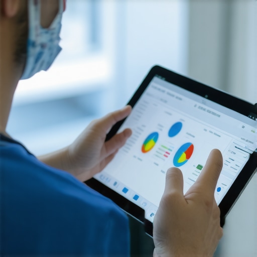 Doctor reviewing personalized weight management data on a digital tablet in a clinical setting