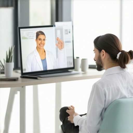 A healthcare professional conducting a telehealth video consultation about Ozempic in 2025.