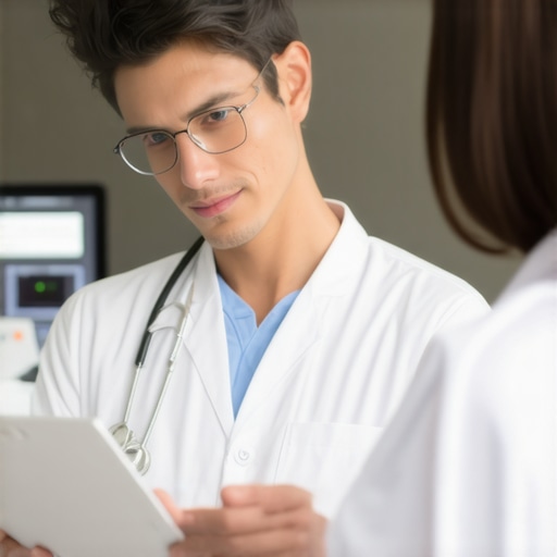 Doctor analyzing patient health data during a consultation
