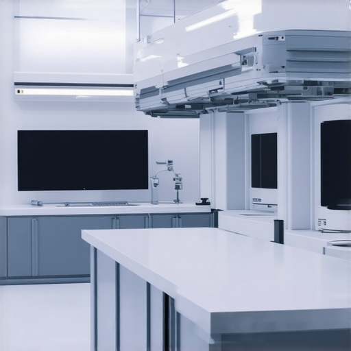 High-tech laboratory with genetic testing and biotech devices for personalized medicine