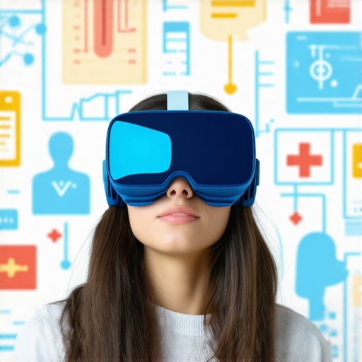 Patient using virtual reality headset for health education