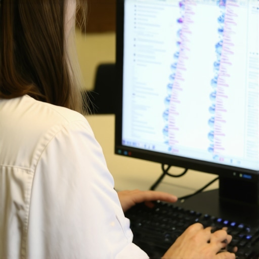 A scientist or doctor reviewing genetic information on a computer screen to tailor weight management treatments.