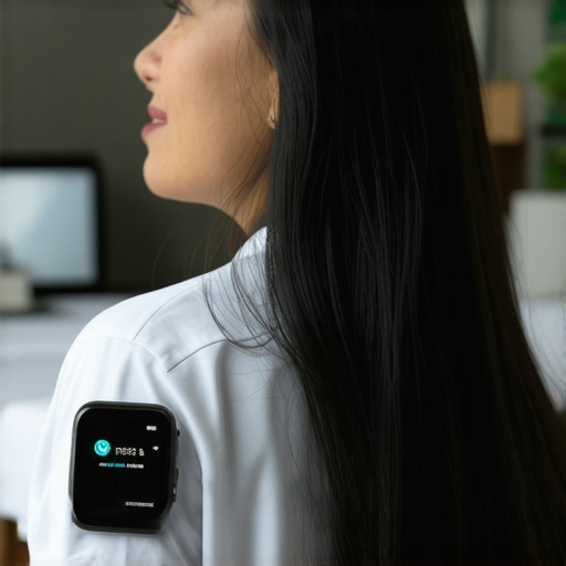 Person wearing a fitness tracker, consulting with a healthcare provider via telehealth on a tablet.