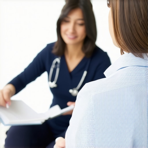 Doctor discussing weight management plan with patient in clinic.