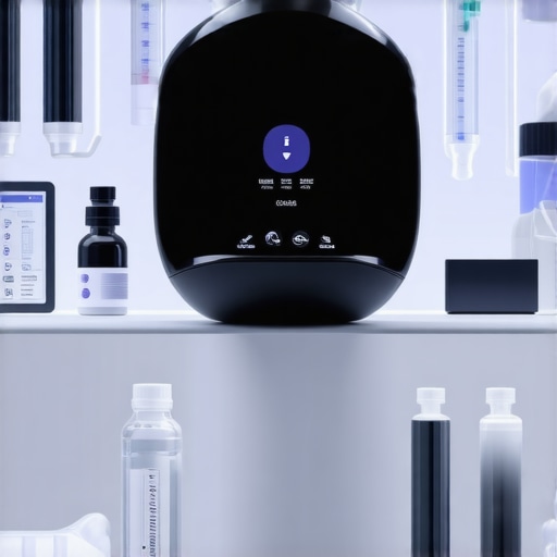 Futuristic medical clinic with genetic testing and digital health devices for personalized obesity treatment