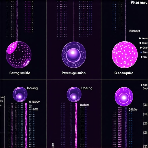 Infographic illustrating pharmacodynamics and clinical differences between Semaglutide and Ozempic.