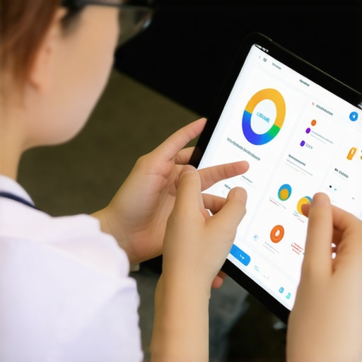 Doctor reviewing digital health data on a tablet with wearable device data, emphasizing technology in weight management.