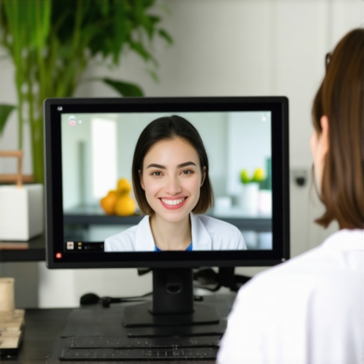 Doctor conducting a telehealth consultation for Ozempic weight management, digital health tools visible