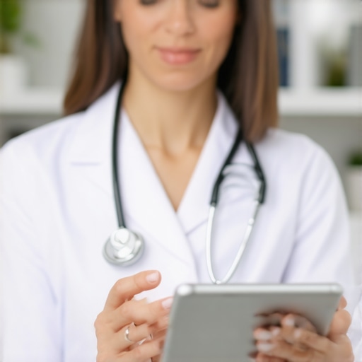 Doctor and patient discussing weight loss via telehealth on a tablet.