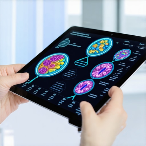 Personalized Medicine in Weight Management Healthcare professional reviewing genetic and microbiome data on a tablet