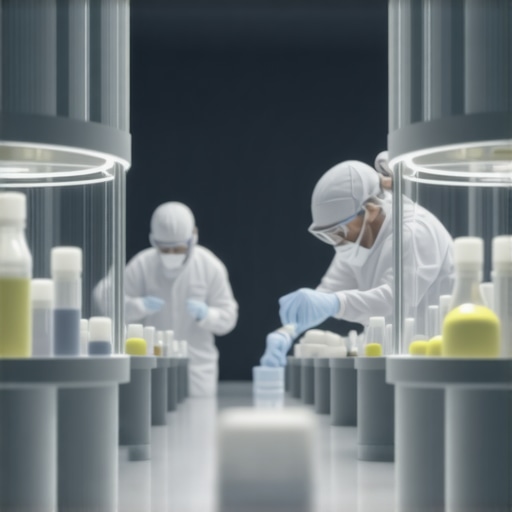 Scientists in a high-tech lab developing GLP-1 receptor agonists