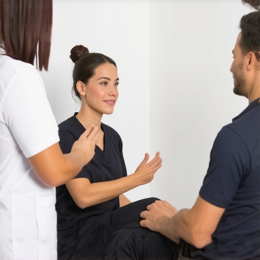 Healthcare professionals discussing weight loss plans with patients in a clinic.